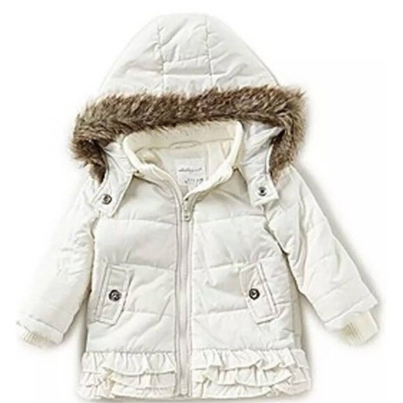 Starting Out Ivory Puffer Jacket w/ Removable Faux Fur Hood, Size 3MO, NWT!! - Picture 1 of 5